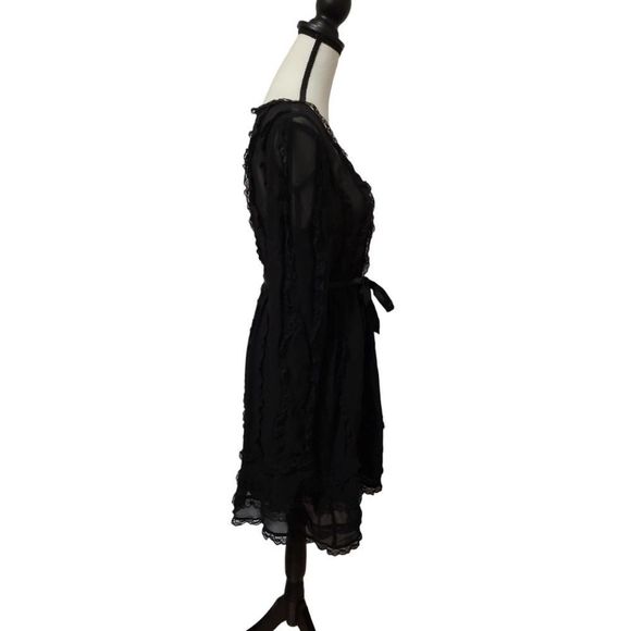 Karl Lagerfeld Illusion-Sleeve A-Line Dress size 10 - Picture 5 of 6